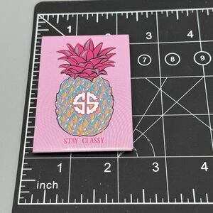 Pink Rectangle Stay Classy Pineapple Refrigerator Magnet 3 inch Simply Southern